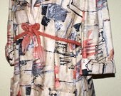 Vintage 1950s casual beach poolside cover up jacket S M geometric print VLV rockabilly