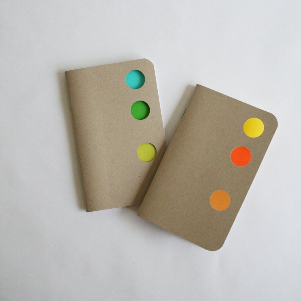 Recycled Pocket Sketchbooks - Eco Friendly, mini journals with vibrant vellum accents