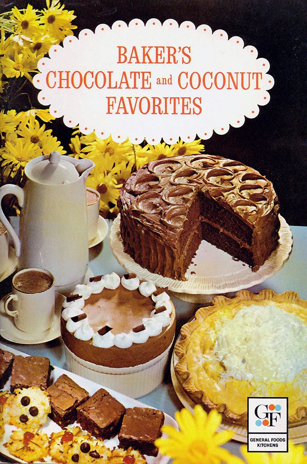 Vintage Advertising Cookbook 1960s BAKER'S CHOCOLATE COCONUT Mid Century Recipes Book  - Gift Quality