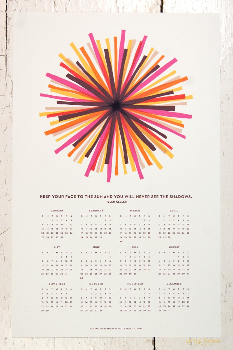 CLEARANCE 50% OFF 365 Days of Sunshine Wall Calendar in Cream