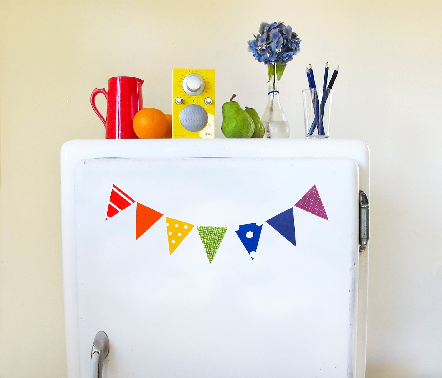 rainbow bunting magnets - mini bunting flags for the fridge