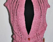 Vintage 70s 1970s Pink Summer Sweater Crochet cardigan