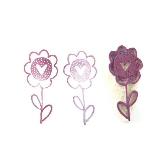 Hearty Sun Flower Love Stamp - Rubber Stamp - Cling Rubber Stamp