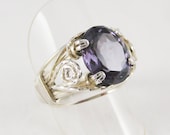 Amethyst and silver wire wrapped ring