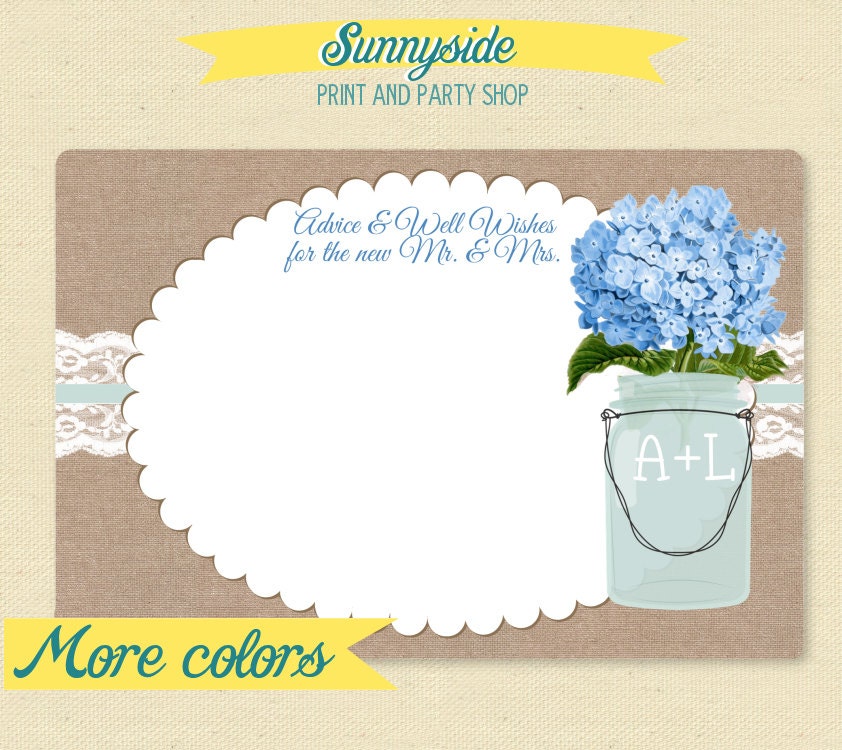 Wedding Advice Card for Mr & Mrs - Lace Mason Jar - You choose flower Il_170x135