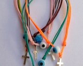 Greek Evil Eye with Silver Cross Bracelet