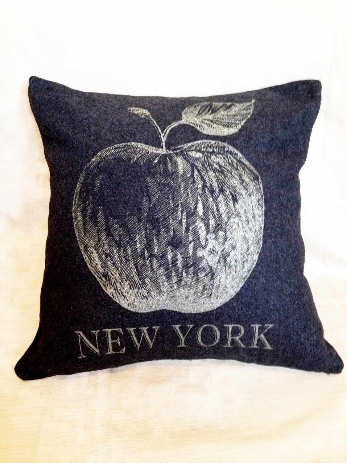 Apple Throw Pillow from Military Blanket - Gray