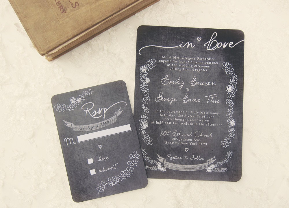 Chalkboard Wedding Invitations - Chalk It Up Love - DEPOSIT