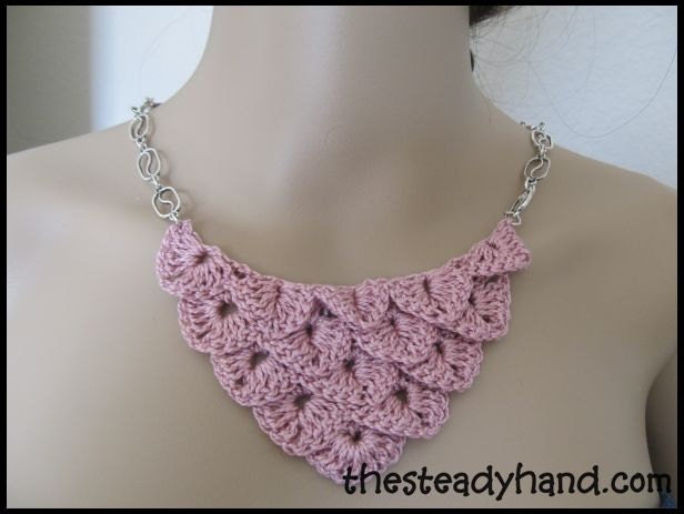 Pink Crocodile Stitch Necklace J28