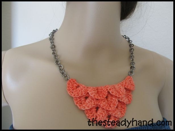 Orange Crocodile Stitch Necklace J29
