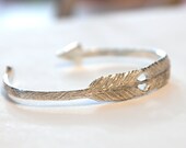 Double Arrow Cuff Bracelet - Recycled Sterling Silver
