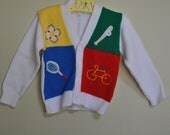 Vintage VARSITY Style Sweater Sports Themed Color Block size 3T - 4T - IvoryBerry