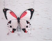 Monarch Butterfly Necklace Black White and Bright Pink Woman Fashion Summer Trend