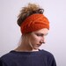 Headband Ear Warmer Cable knit - Button Closure Ear Warmer or Hair Band - orange.