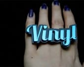 Custom Cursive Font 3 Name Plate Ring