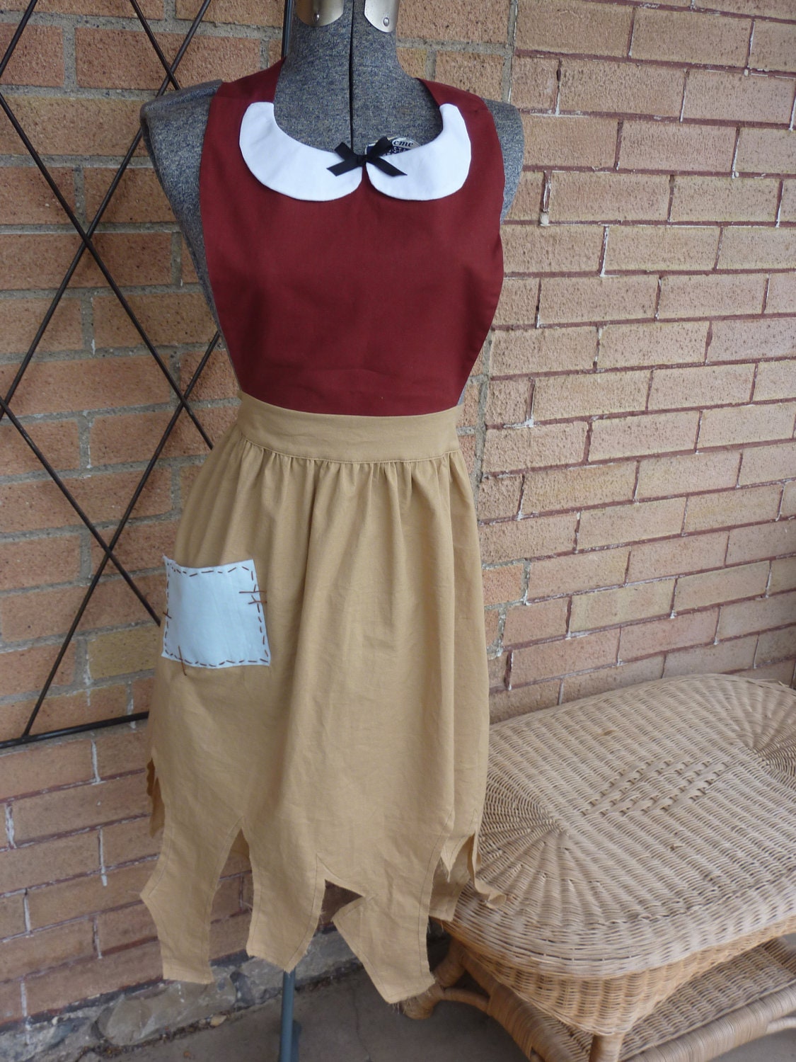 SNOW WHITE PEASANT Adult full apron. Disney Princess inspired. Les Miserables Cosette. servant maid work costume. Hostess Bridal Birthday