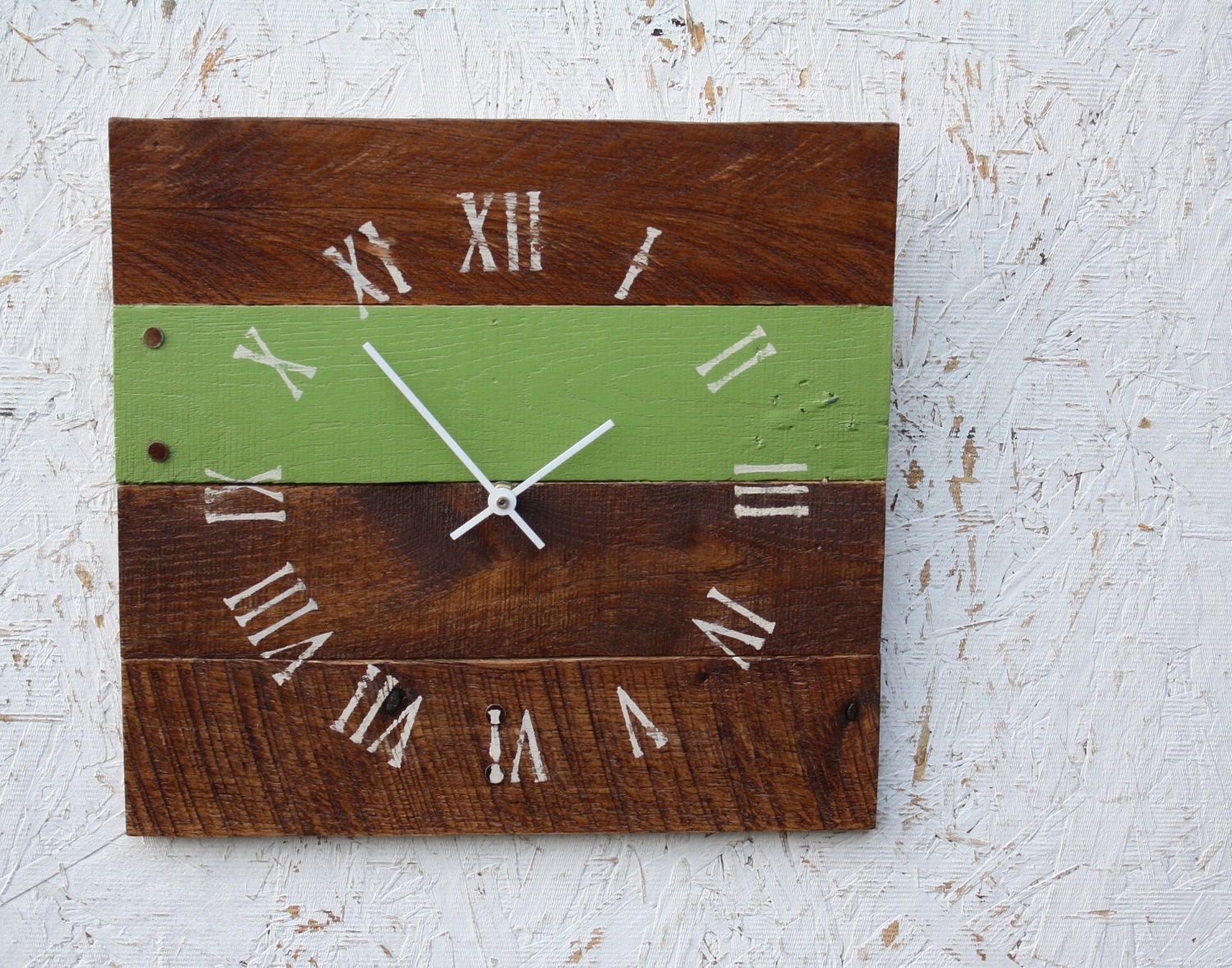 Recycled, Reclaimed Pallet Wood Clock ...Handcrafted with Stain & (Your Paint Color Choice)