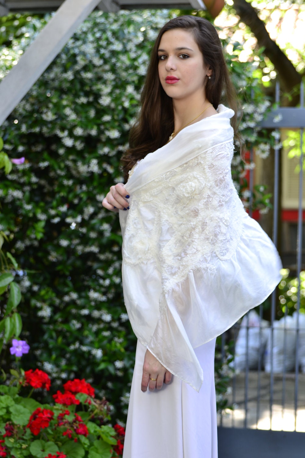 Wedding Dress Wrap /Felted Bridal Shawl/ bridal Shrug bolero