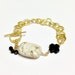 African Opal Bracelet Black Onyx Jewellery Celtic Cross Asymmetric Gold Vermeil Chain Jewelry Gemstone Unique Semiprecious Eclectic