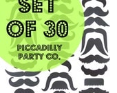 30 Mustache Cut Outs - Die Cuts - Photo Props - Party Decorations - Garlands - Party Straws - Photo Booths