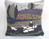 Throw Pillow Sweater Knit Patchwork Rustic Collectibles Vintage Old more 50 Years Gray / Indigo Shepherd Classic 18" Home&Living by margity