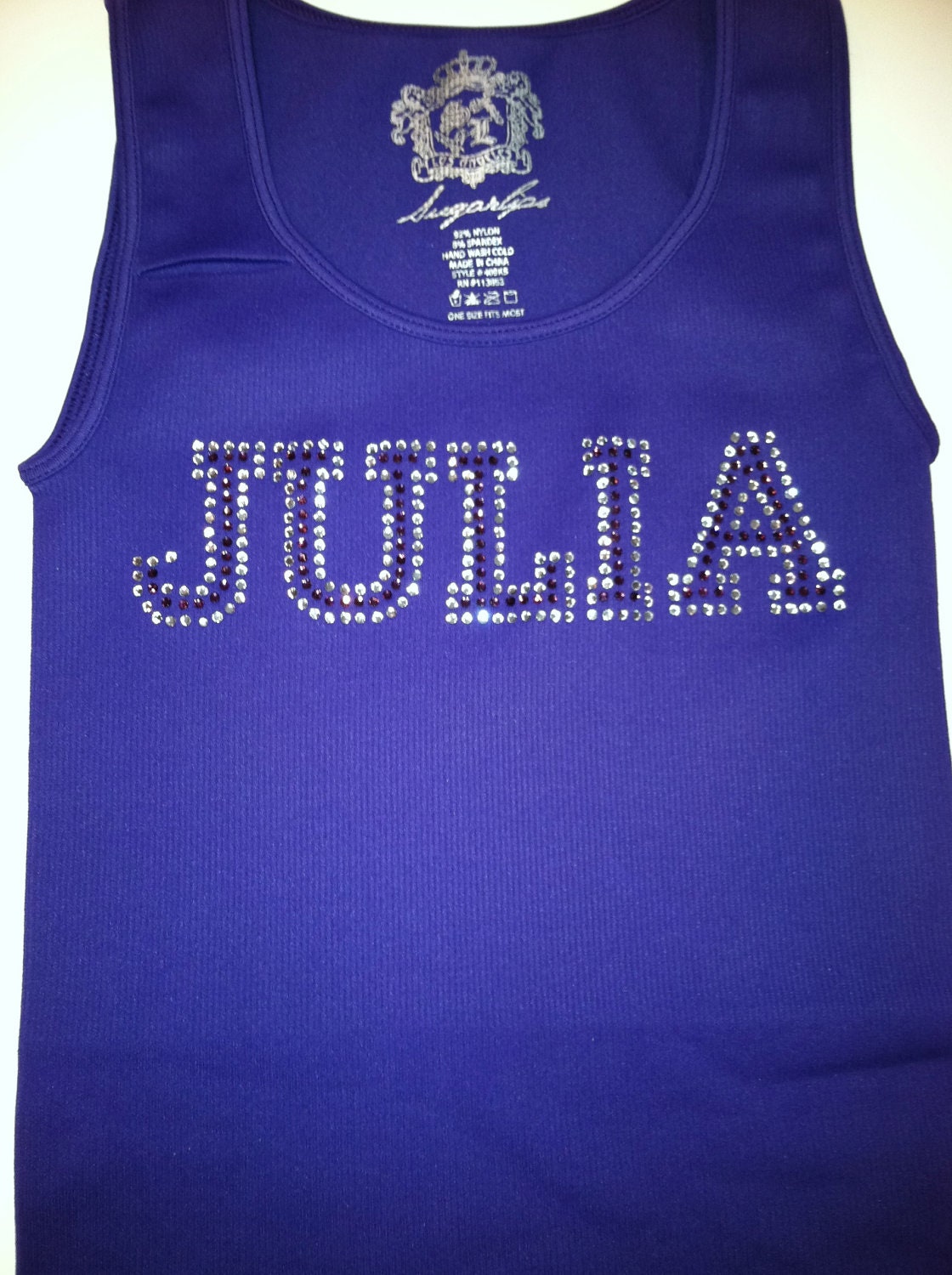 Sugar lips tank top with your child's name or any school, camp or wordl across front.