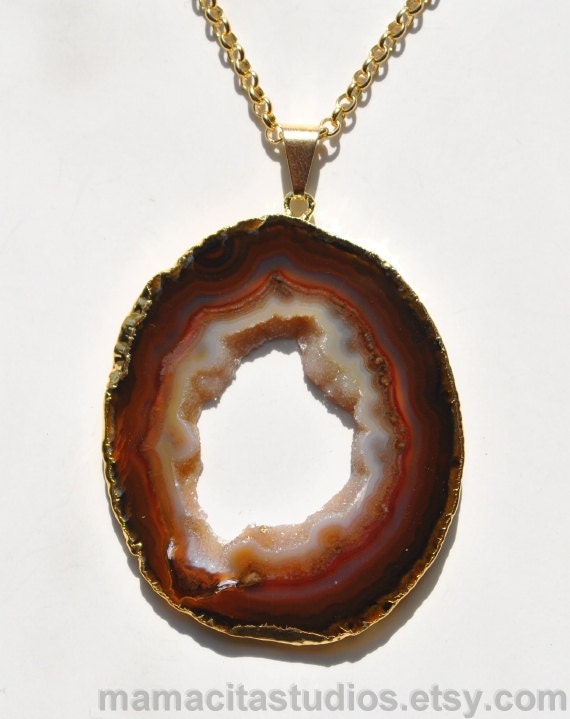Mothers Day Sale Druzy Agate Slice Necklace