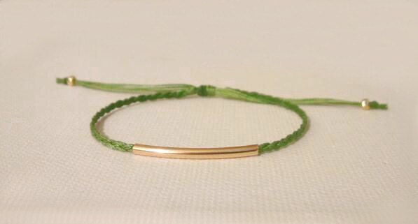 minimal gold filled tube bar stackable friendship bracelet. porkie.