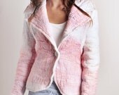 Ombre Pink, Nuno felted Jacket fitted in merino wool with hand dyed cotton woven fabric, Ombre Pastel Fashion