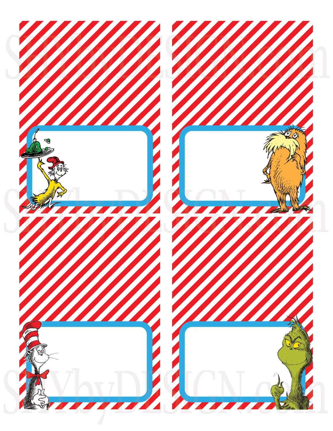 Set of 12 PRINTABLE Dr. Seuss Food & Drink DIY Tent Label Cards