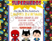 SUPER HERO Invitation- SuperHero party for Spiderman, Superman and Batman - Boy Birthday Party Il_170x135