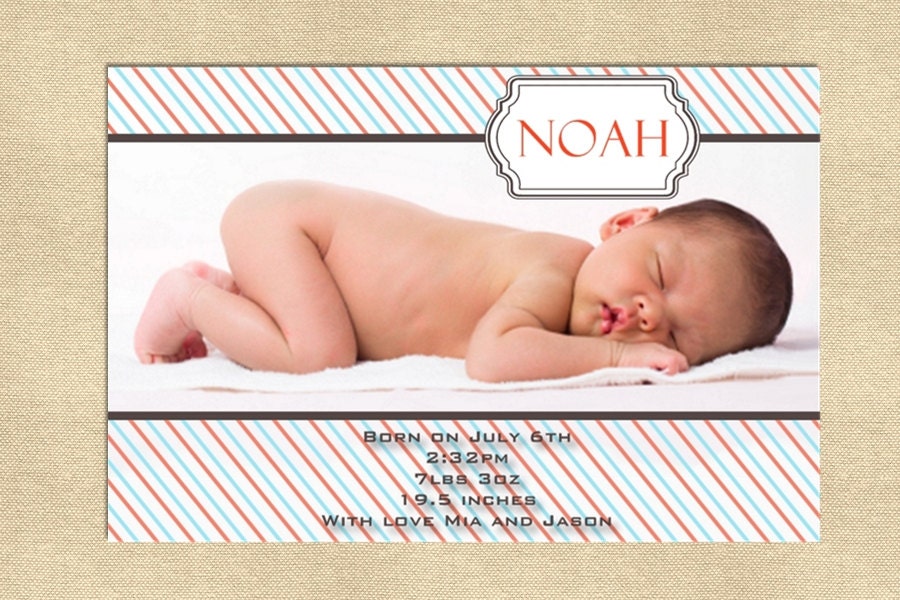 Buy evite announcements - Baby annoucement Newborn girl or boy (you print)