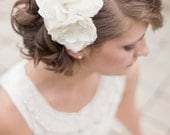 Bridal Silk Flowers Wedding Hair Flower Fascinator Ivory White Flower Hair Clip Pair - Lucy MADE TO ORDER