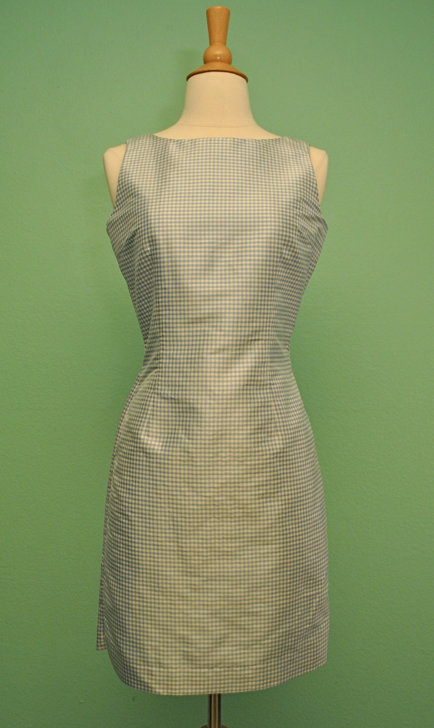 Western Pinup Dress in Light Blue Gingham Plaid for 50s Rockabilly Girls
