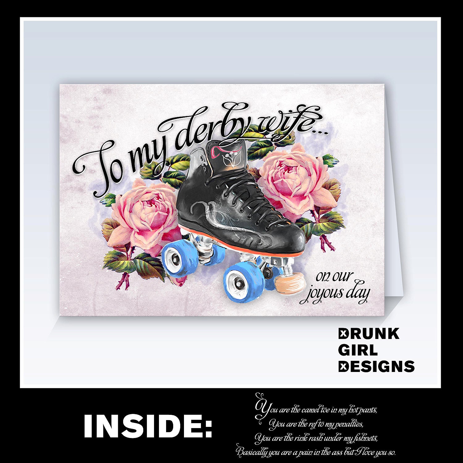 To My Derby Wife, On Our Joyous Day - 5x7 Roller Derby Greeting Card