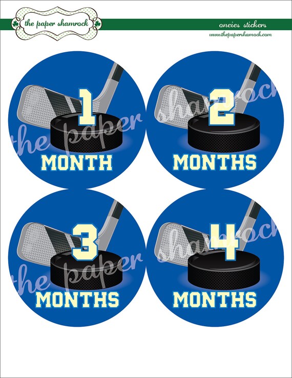 Hockey Monthly Onesies Stickers, Baby Stickers for Onesies, Month Stickers Il_570xn