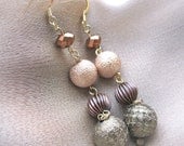 Green, Bronze, and Tan Earth Tone Beaded Dangle Earrings