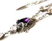 Swarovski Purple Velvet Crystal Necklace  - Victorian Crystal  Necklace - Gothic Victorian Wedding Jewelry