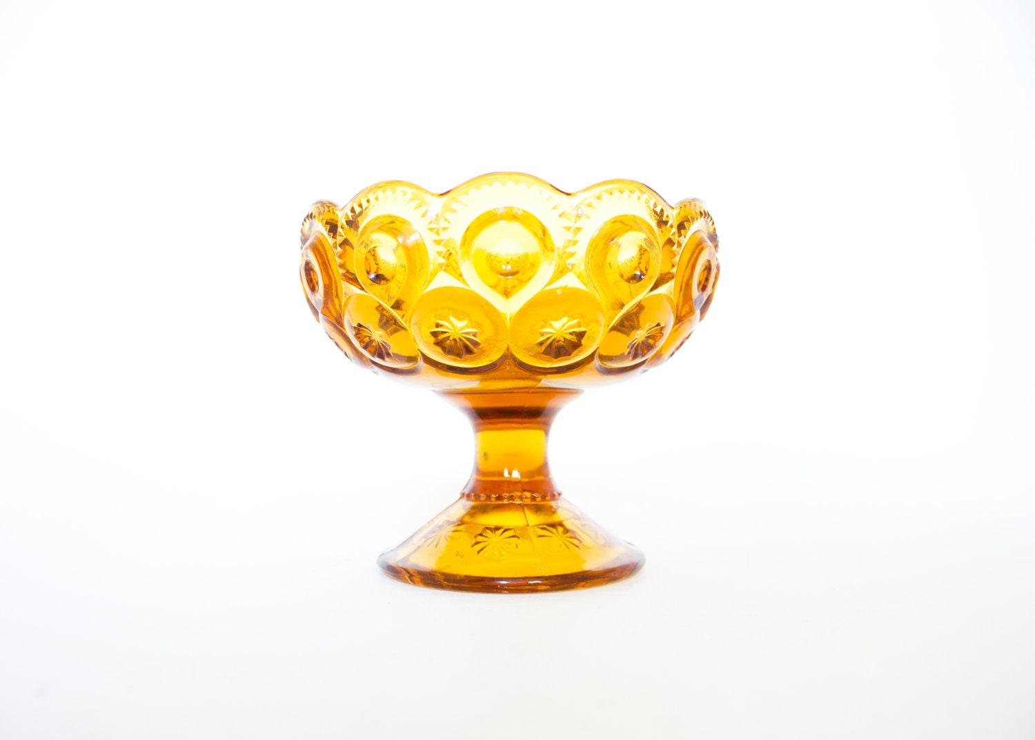 Vintage Candy Dish / Glass Serving Dish / Home Decor / Amber Yellow Glass / Mid Century