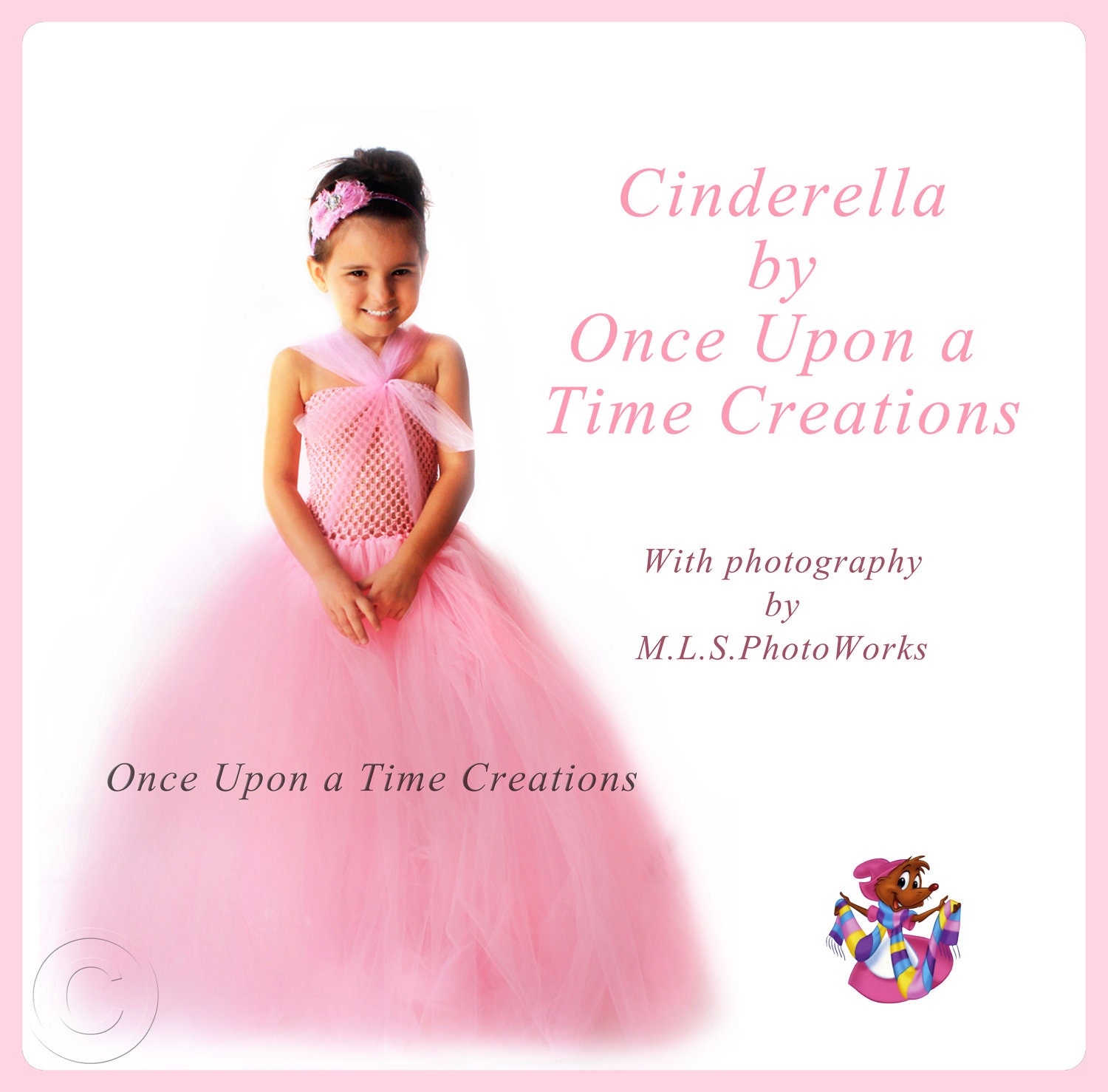 Pink Cinderella Inspired Princess Tutu Dress - Birthday Outfit, Photo Prop, Halloween Costume - 12M 2T 3T 4T 5T - Disney Cinderella Inspired