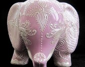 Ceramic Elephant -- Embossed Pearl Design on Orchid Glazed Elephant Bank