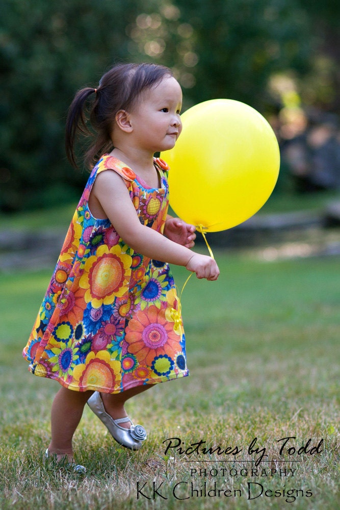 Organic Cotton Knit - Crayon Garden Dress - Top Girls Fashion - Infant Organic Dress - Organic Kids Clothing - Art Work - 3M to 3T