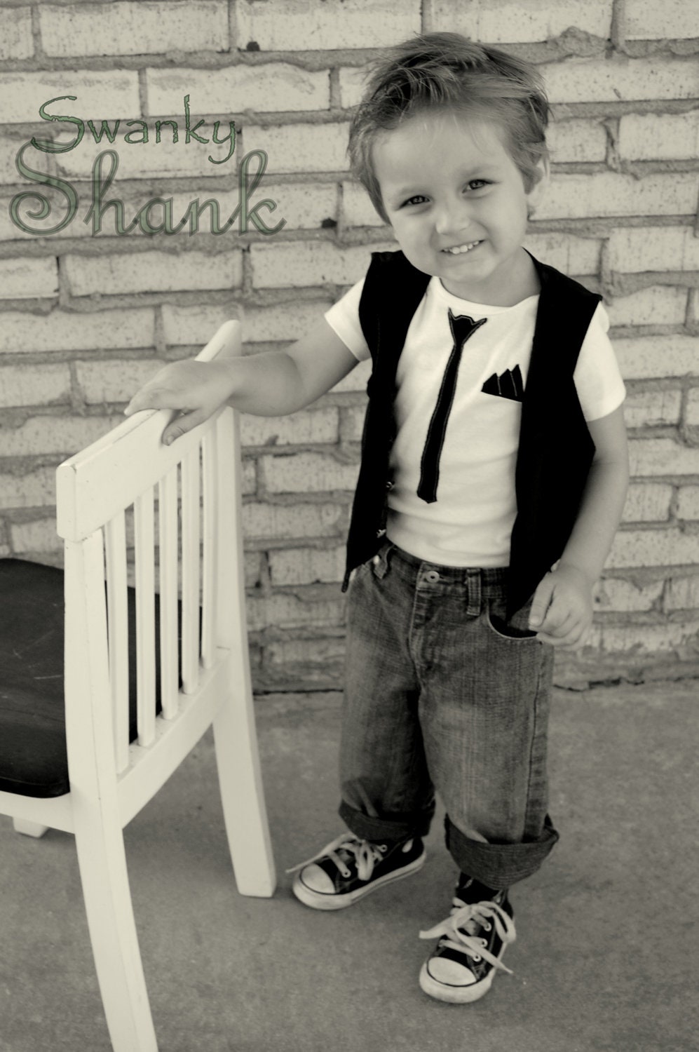 Swanky Boy Onesie "The Drapper" Skinny Tie and Handkerchief
