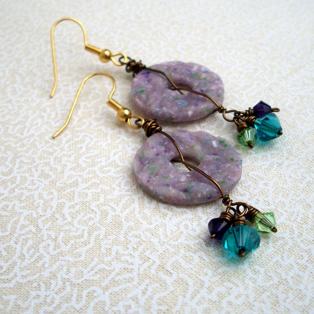 Confetti Earrings- Handmade Polymer Clay & Swarovski Crystal