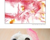 Save The Tatas Print - Art by a Special Needs English Bulldog - Breast Cancer Awareness - 8x8