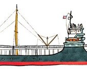 oil tanker ss carlsbad: ship print / nautical illustration