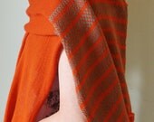 Fair Isle Italian Merino Scarf -  Burnt Orange Fine Knitted Scarf