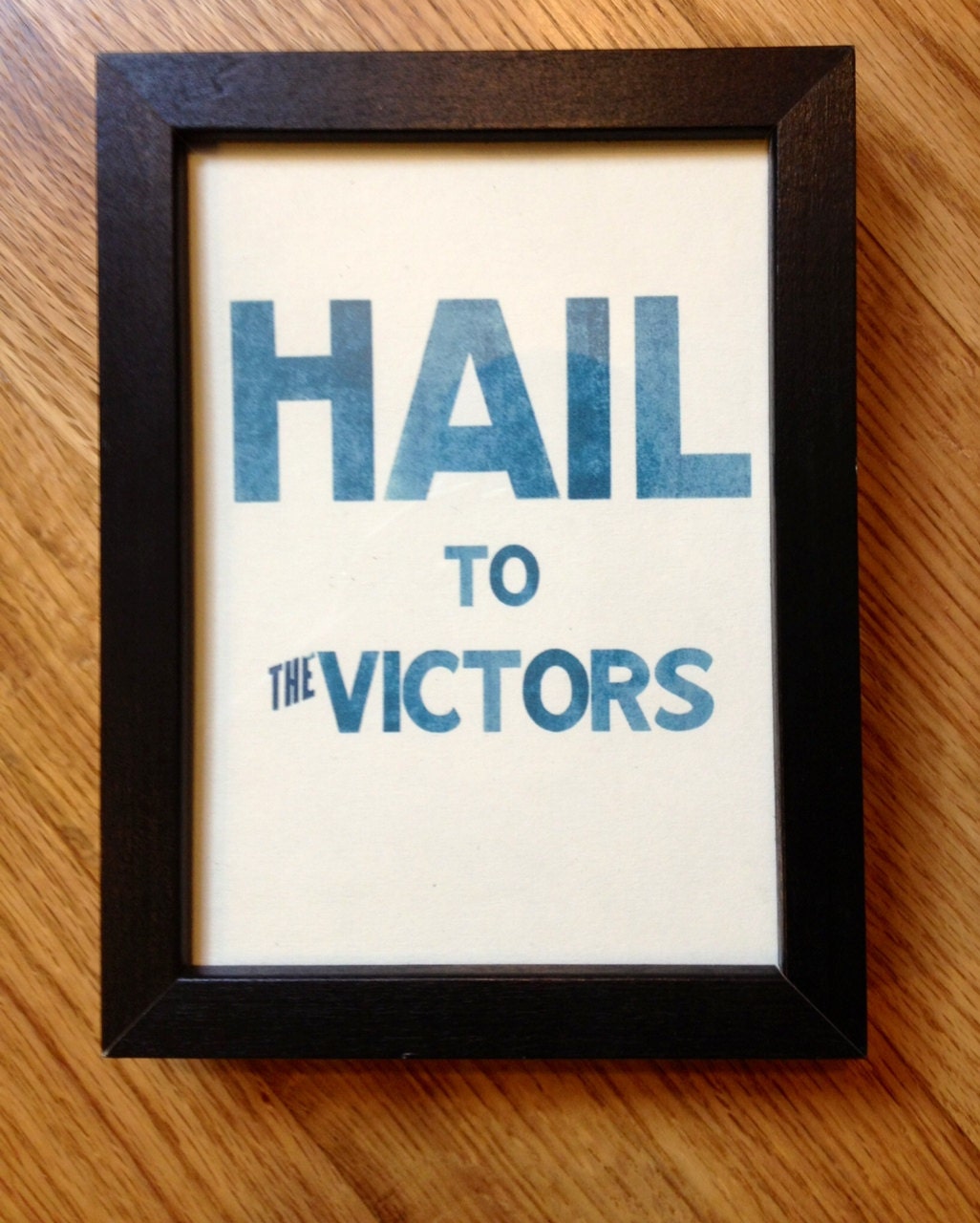 Go Blue / Hail / Michigan MICRO poster. Blue. Kraft. 5x7 or 4x6