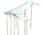 June 28, 2012 (Blue Whale) - original ink and watercolor drawing