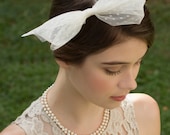 Swiss Dot/ Polka Dot  English Tulle Headband Ivory Retro